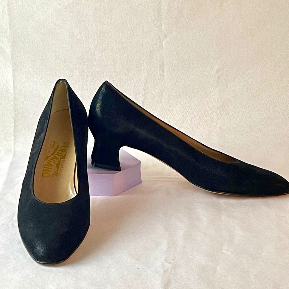 Salvatore Feragamo Black Block Heel Pumps Size 10
